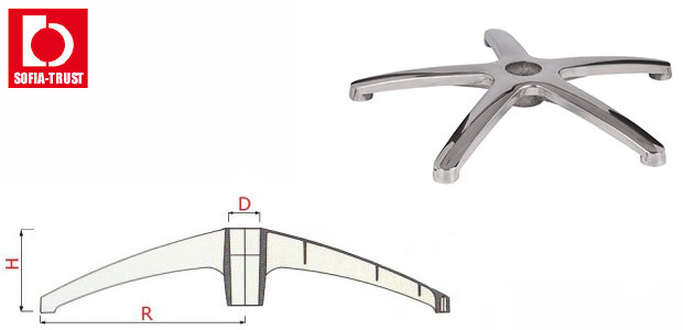 Replacement 5 star shape Aluminium Base of Chair